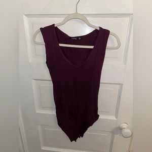 Purple v neck bodysuit